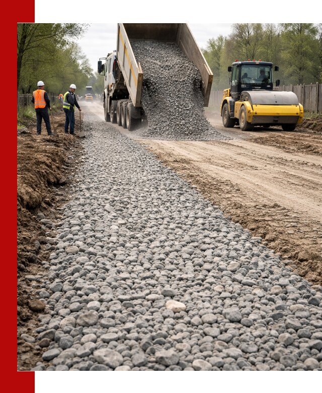 Доставка щебня для отсыпки дорог в Луге высокого качества