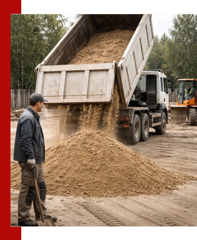 Доставка и продажа песка с разгрузкой в Луге