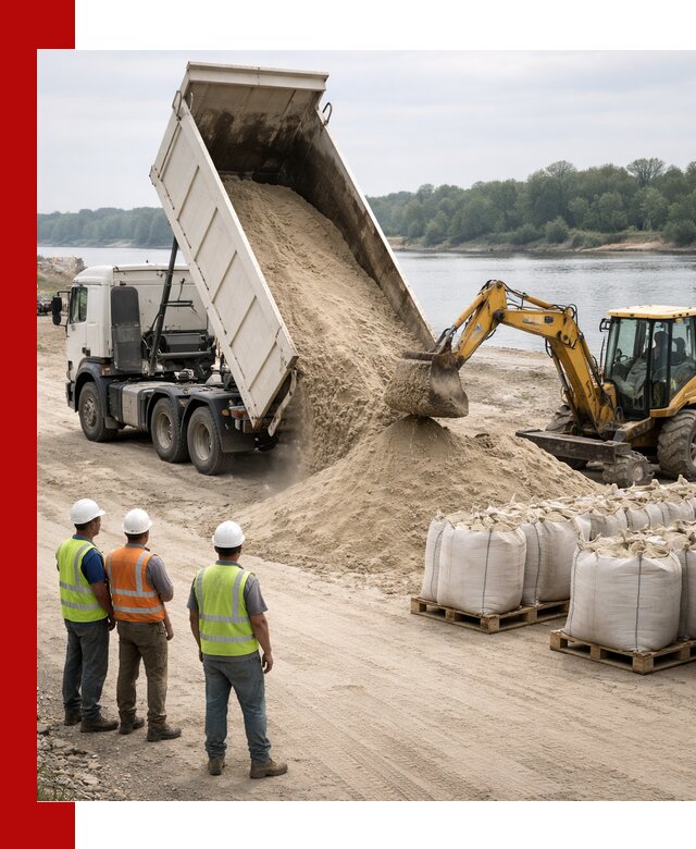 Доставка речного песка в Луге самосвалами и погрузкой