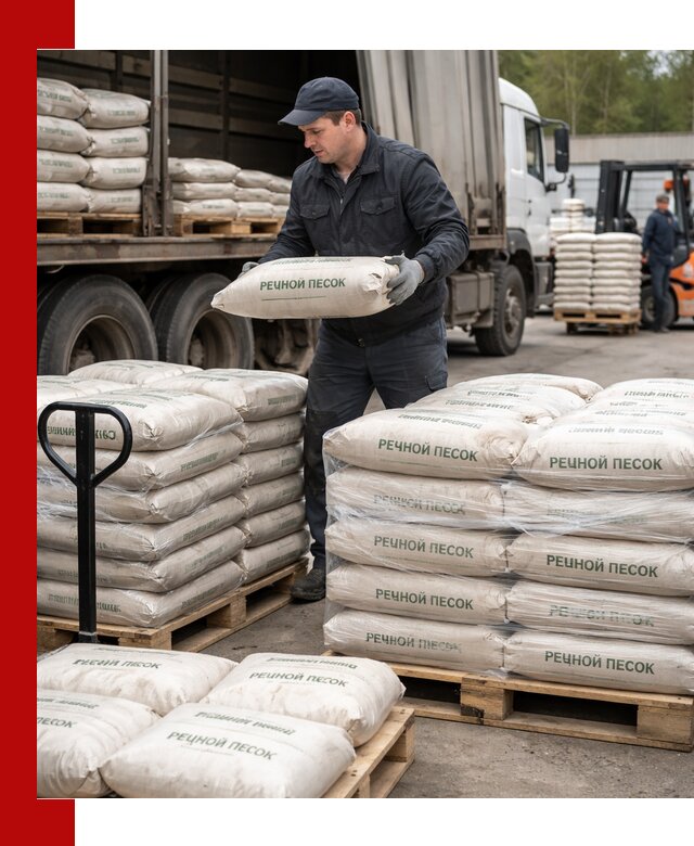 Речной песок в мешках с доставкой в Луге