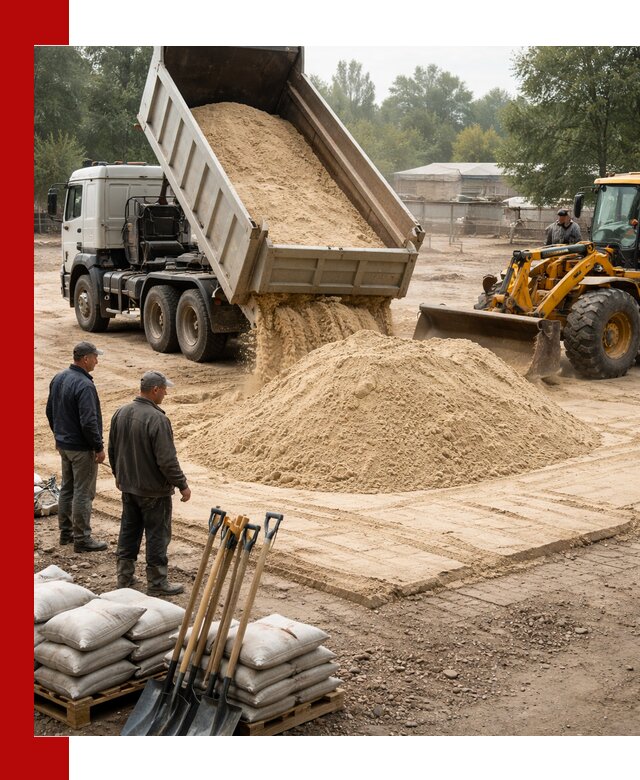 Доставка мытого песка в Луге с самосвалами по выгодной цене