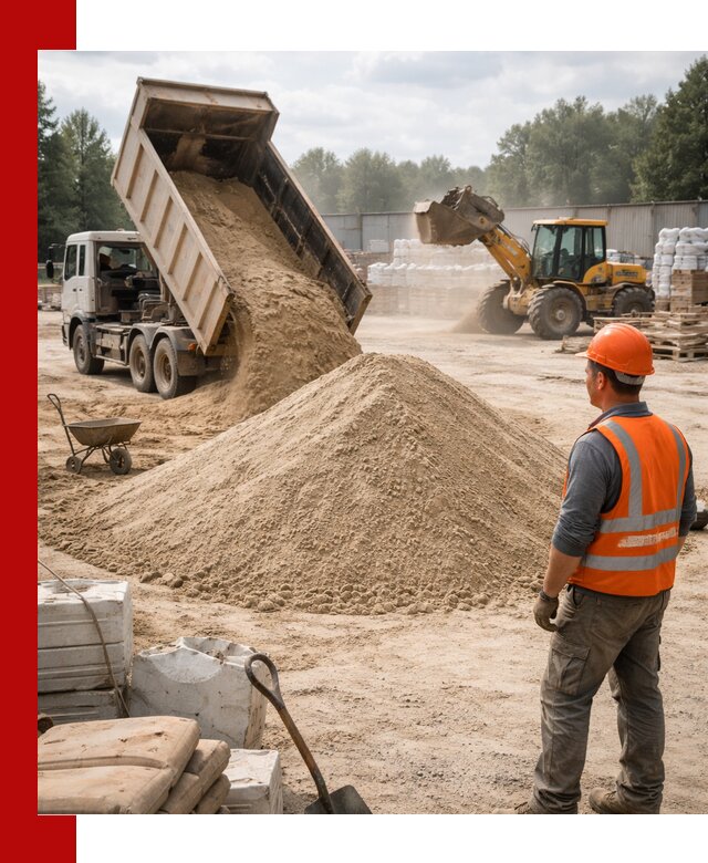 Доставка строительного песка с самосвалом в Луге