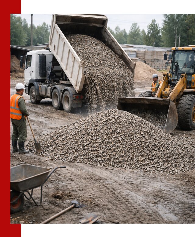 Мытый гравий с доставкой в Луге от карьера до участка