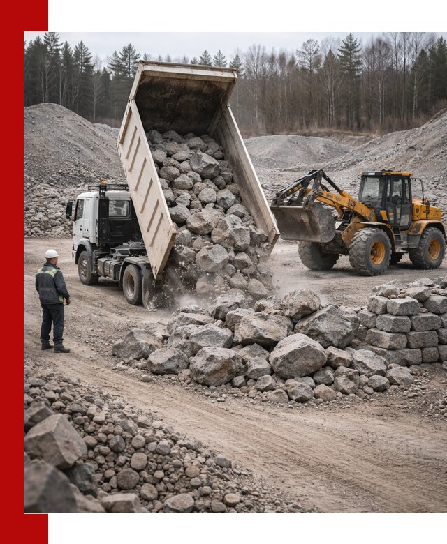 Доставка и продажа бутового гранитного камня в Луге