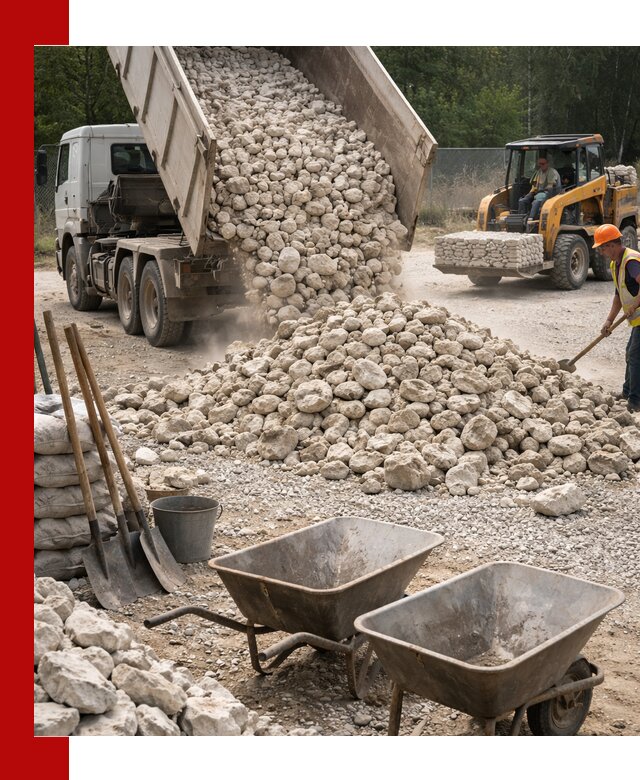 Доставка и продажа бутового известнякового камня в Луге