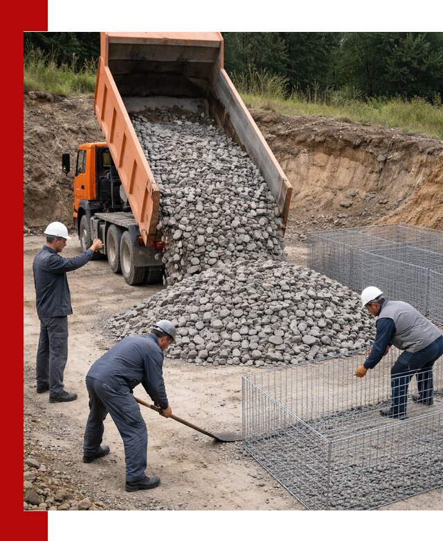 Камень для габионов с доставкой в Луге быстро и надёжно