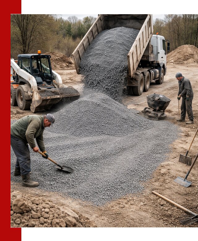 Отсев для подсыпки в Луге — доставка и подсыпка на участок