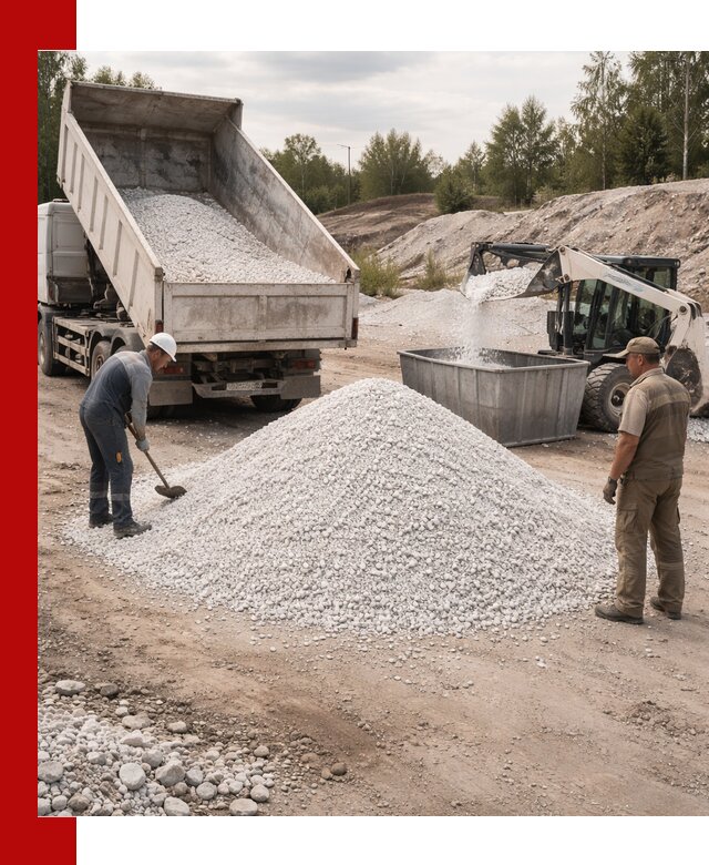 Доставка и продажа белой мраморной крошки в Луге