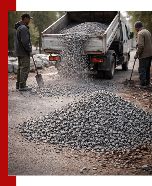 Гранитная крошка для посыпки дорог и тротуаров в Луге