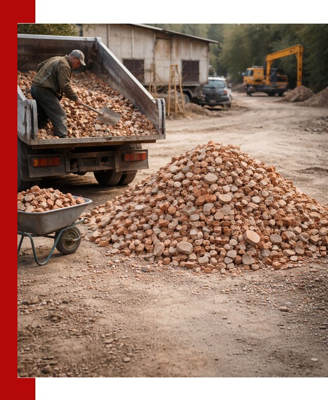 Доставка и подушка из боя кирпича с разгрузкой в Луге