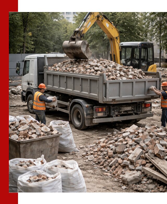 Вывоз строительного мусора в Луге с самосвалами и контейнерами