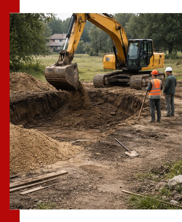 Рытье котлована под фундамент в Луге (быстро и недорого)