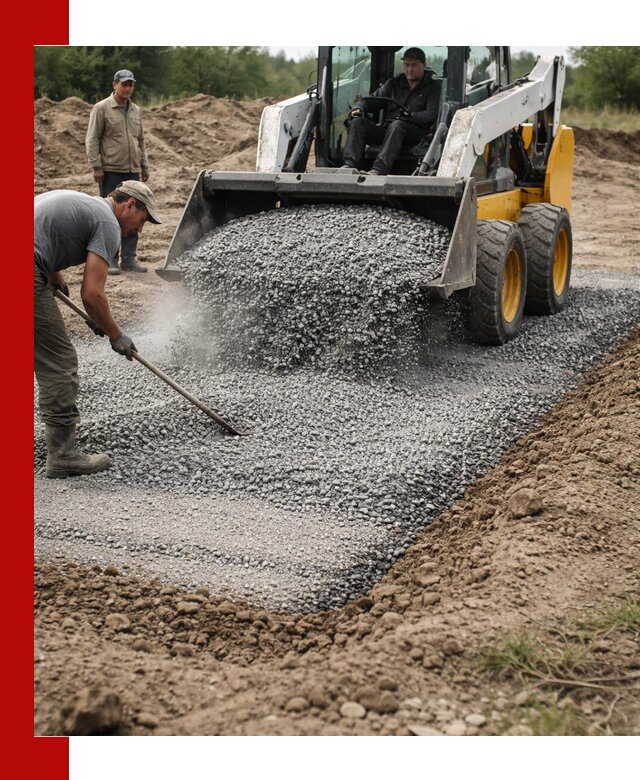 Устройство щебеночной подушки в Луге для дорог и фундаментов